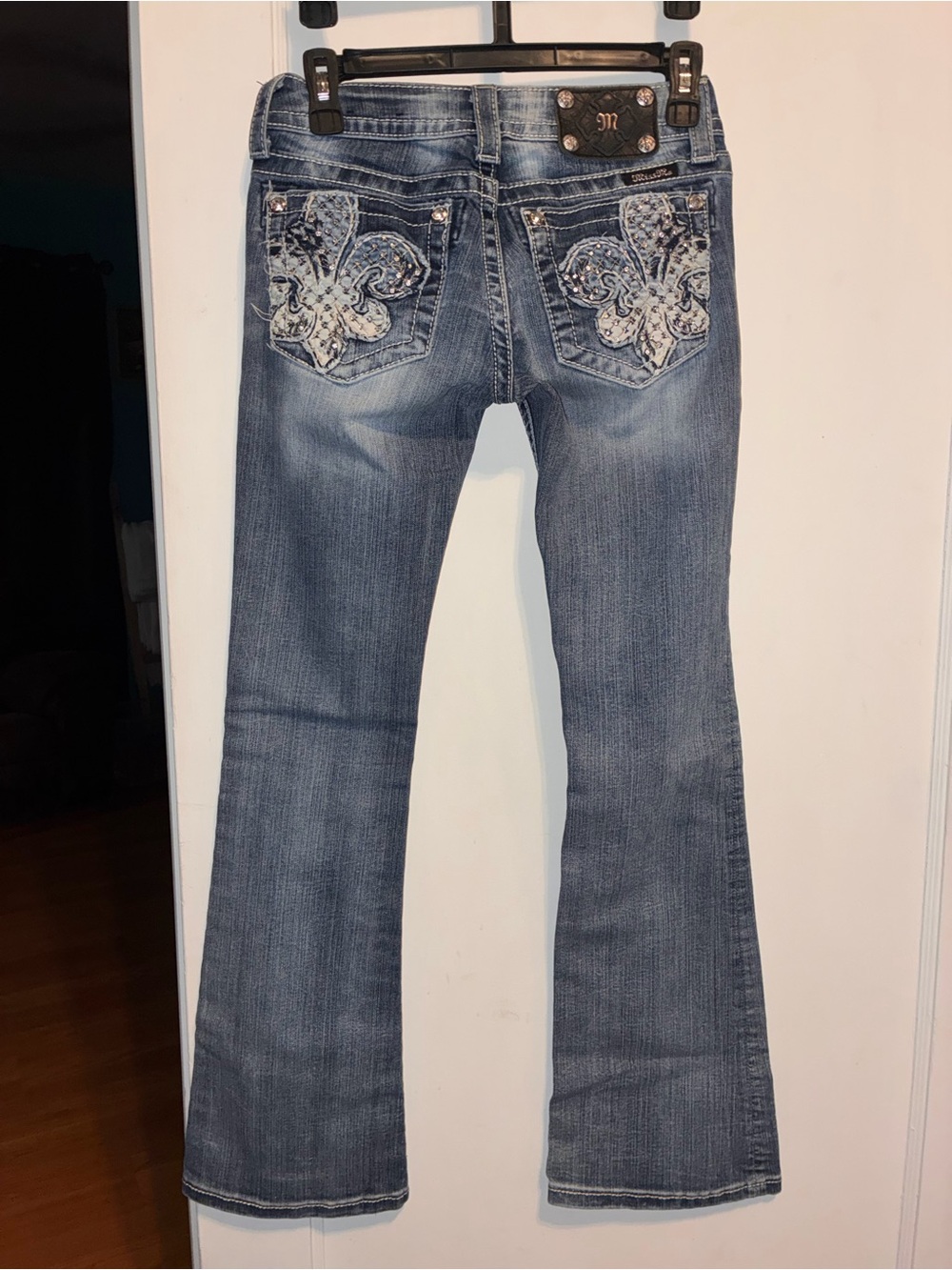 Embellished Fleur Bootcut Jeans - Blue
